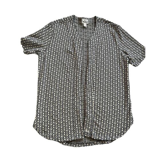 Vintage‎ Woolrich Mens Cardigan Open Size M Navy Blue And Cream Geometric - Picture 8 of 14